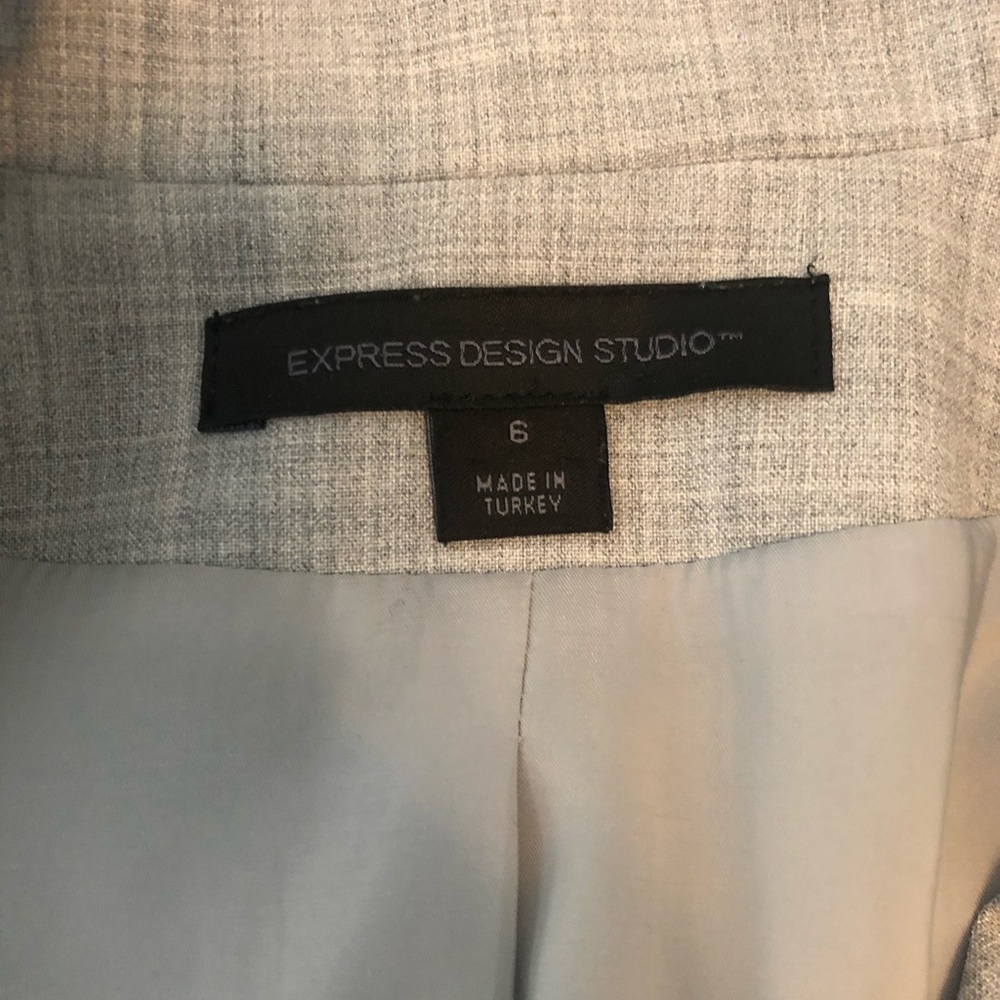 Express Design Studio Light Gray 1 Button Blazer 6 - image 3